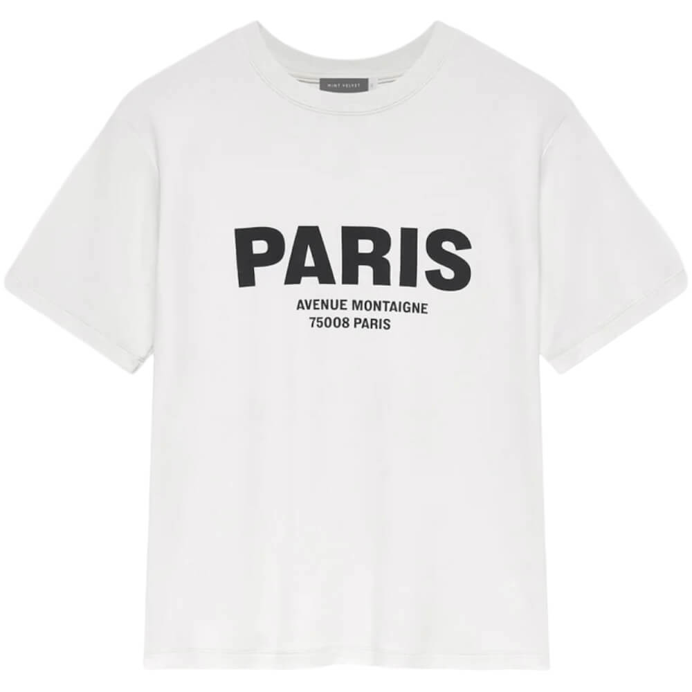 Mint Velvet Neutral Paris Slogan T Shirt